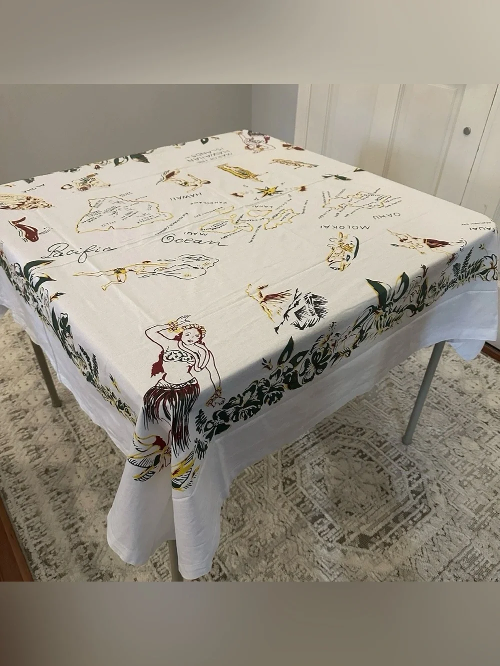 Red & White Kitchen Co Hawaii Map Tablecloth 52